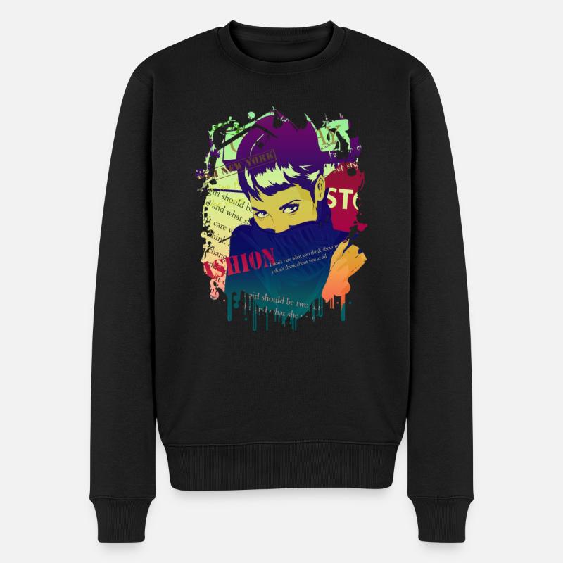 Mode Niedlich Retro Stil Trendy 90er Jahre Lustige Vogue - Männer Premium Bio Pullover - Schwarz