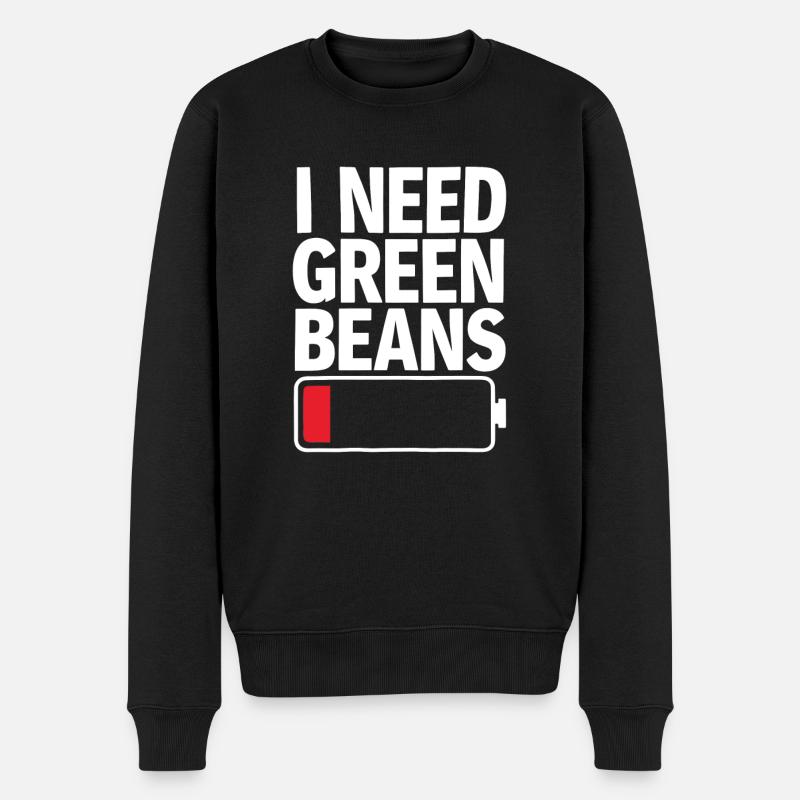 Grüne Bohnen - Männer Premium Bio Pullover - Schwarz