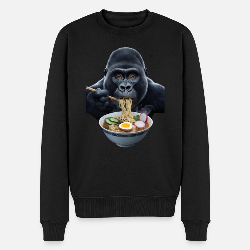 Gorilla Ramen - Männer Premium Bio Pullover - Schwarz