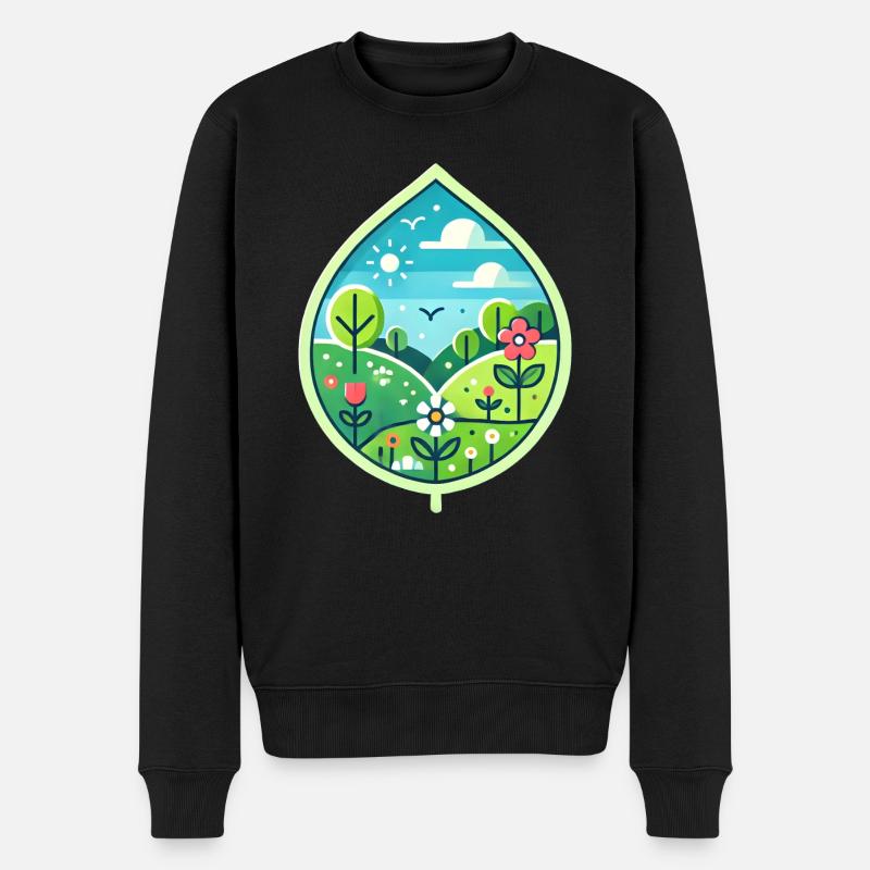 Blatt Frühling - Männer Premium Bio Pullover - Schwarz