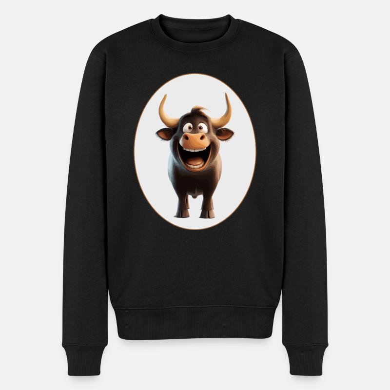 Stier Kuh - Männer Premium Bio Pullover - Schwarz