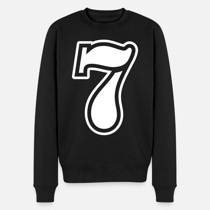 7 Zahl symbol - Männer Premium Bio Pullover - Schwarz