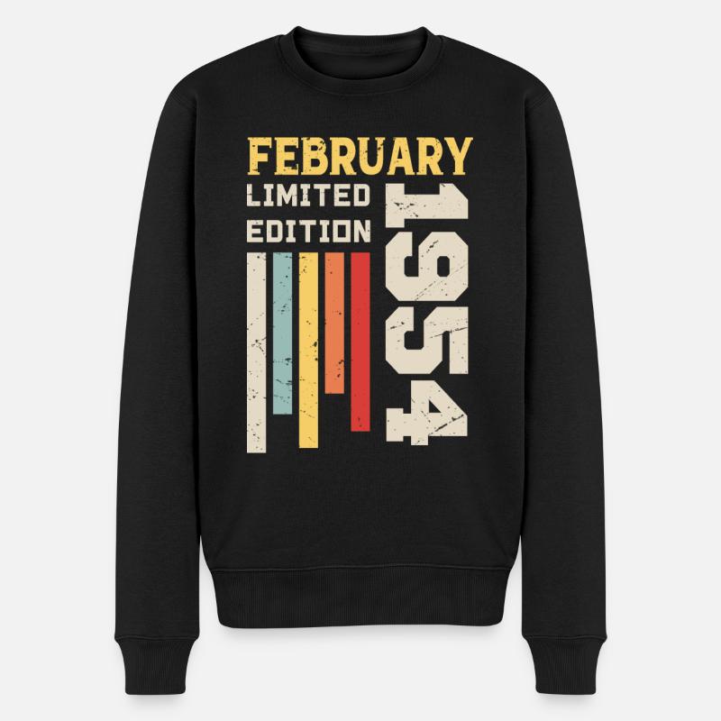 Februar 1954 - Februar 1954 Geburtstagsgeschenk - Männer Premium Bio Pullover - Schwarz