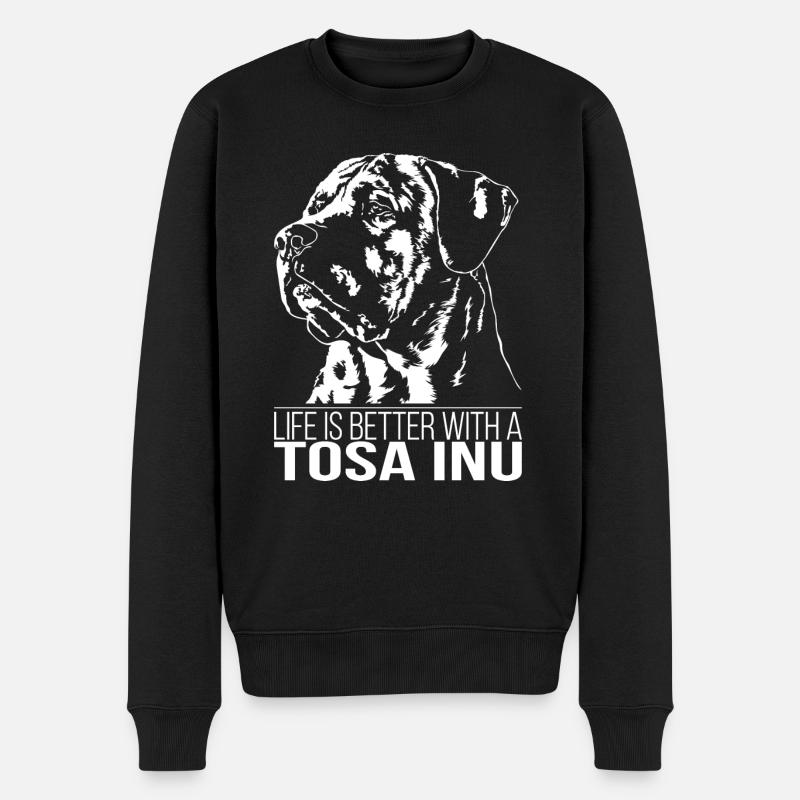 TOSA INU life is better Hundespruch Hunde - Männer Premium Bio Pullover - Schwarz