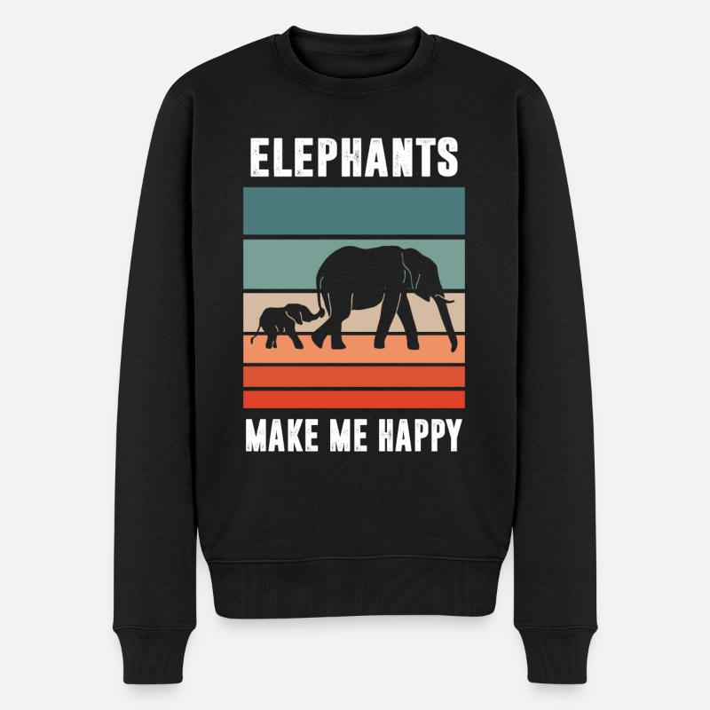 Éléphants - Pull Premium bio Homme - noir