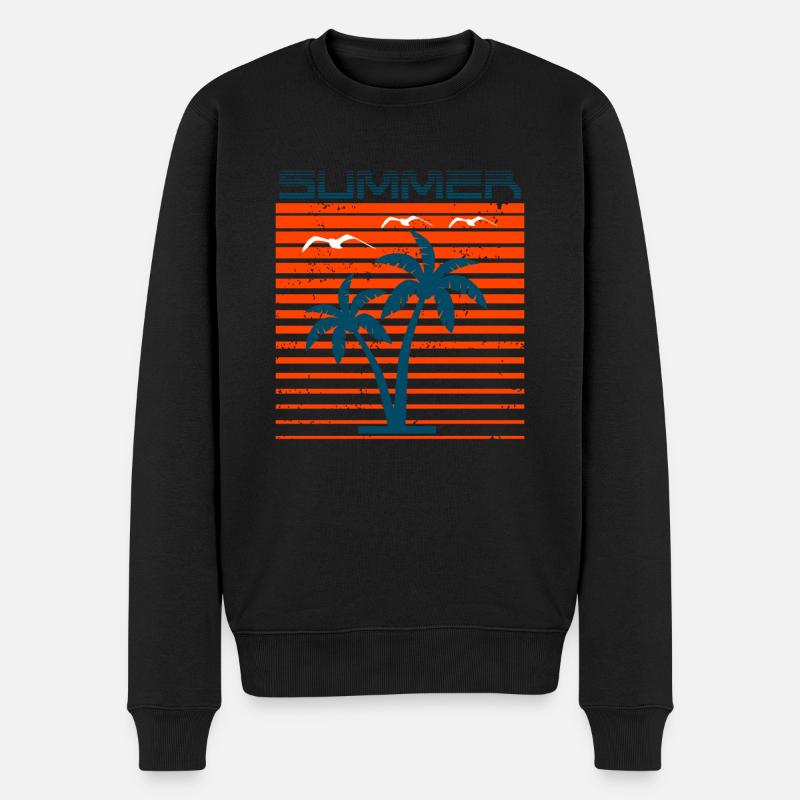 Sommer Palmen - Männer Premium Bio Pullover - Schwarz