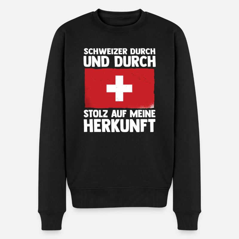 Schweizer Schweiz - Männer Premium Bio Pullover - Schwarz