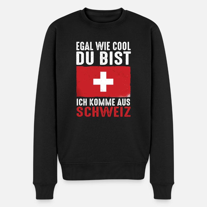 Schweizer Schweiz - Männer Premium Bio Pullover - Schwarz