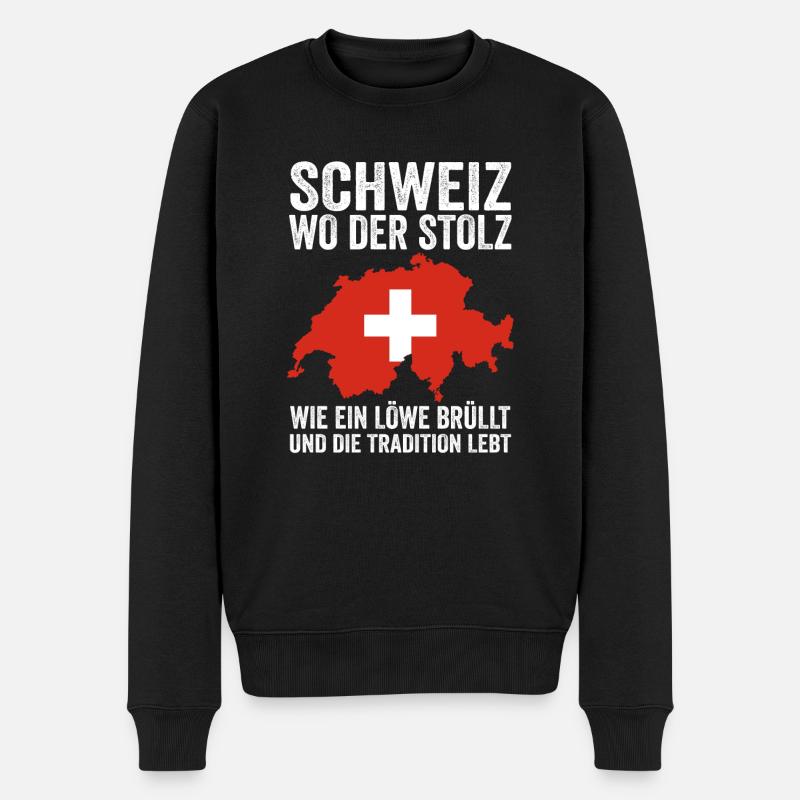 Schweizer Schweiz - Männer Premium Bio Pullover - Schwarz