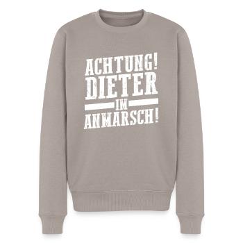 Vorname Dieter - Männer Premium Bio Pullover - Taupe - Vorne - Nico (187cm)