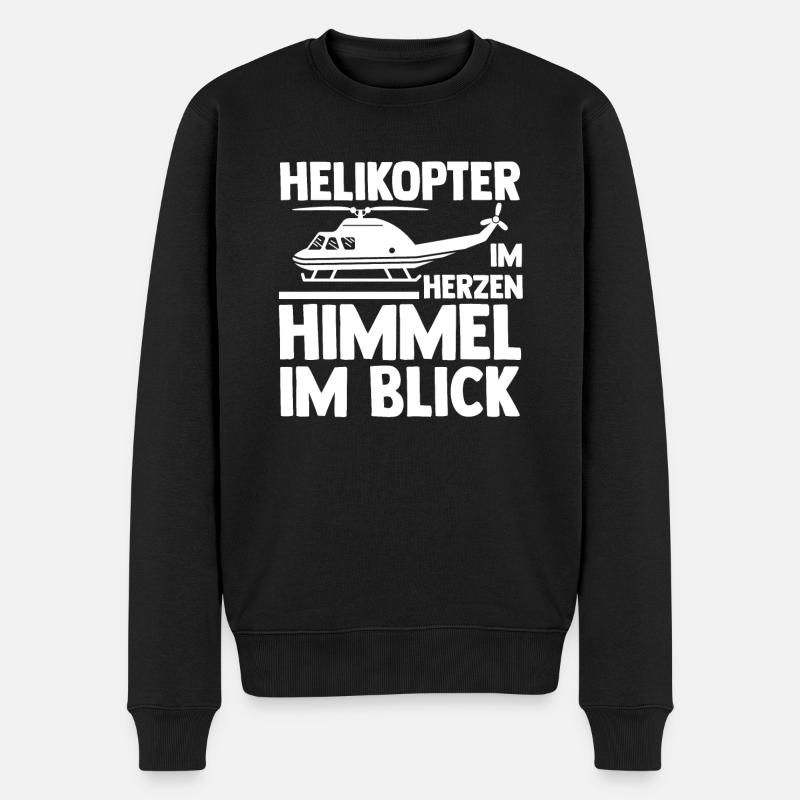 Pilot Hubschrauber Helikopter - Männer Premium Bio Pullover - Schwarz
