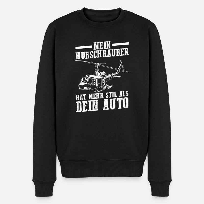 Pilot Helikopter Hubschrauber - Männer Premium Bio Pullover - Schwarz