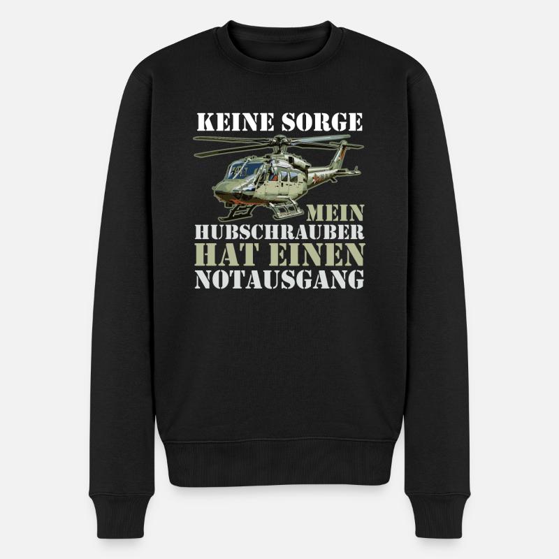 Pilot Helikopter Hubschrauber - Männer Premium Bio Pullover - Schwarz