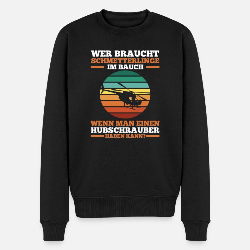 Pilot Helikopter Hubschrauber - Männer Premium Bio Pullover - Schwarz
