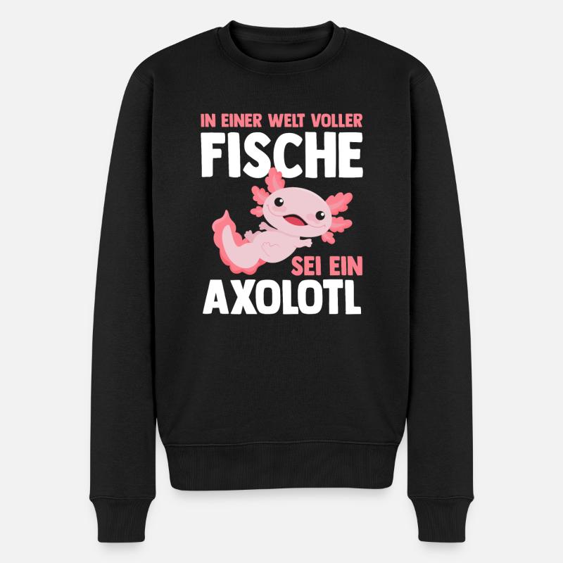 Axolotl - Männer Premium Bio Pullover - Schwarz
