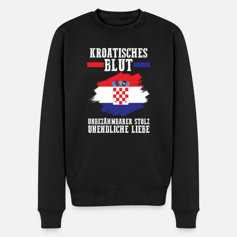 Kroate Kroatisch Kroatien - Männer Premium Bio Pullover - Schwarz