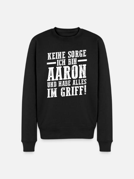 First name Aaron - Men's Premium Organic Jumper - black
