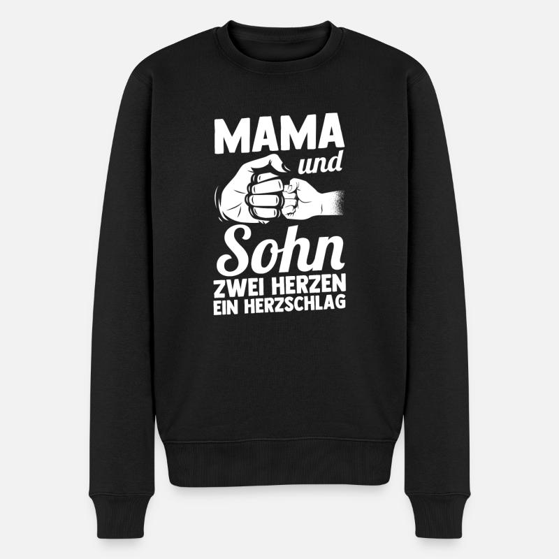 Mama Und Sohn - Männer Premium Bio Pullover - Schwarz