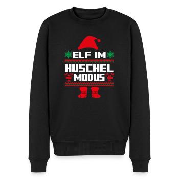 Weihnachtself Weihnachten Weihnachtsmann Kuschel E - Männer Premium Bio Pullover - Schwarz - Vorne - Nico (187cm)