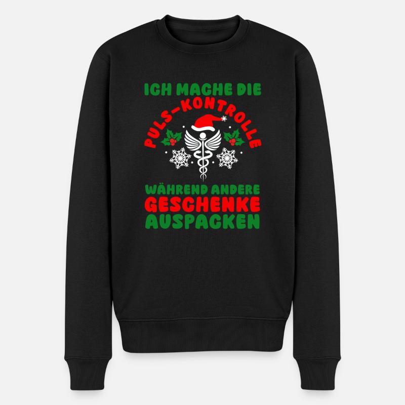 Weihnachtsmann Weihnachten Krankenschwester - Männer Premium Bio Pullover - Schwarz