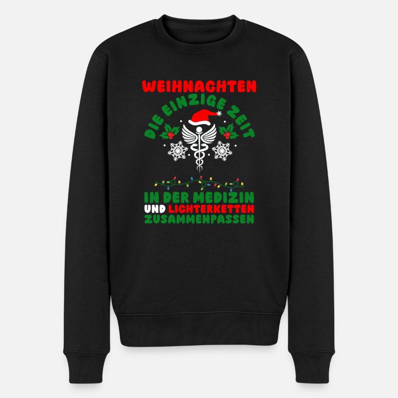 Weihnachtsmann Weihnachten Krankenschwester - Männer Premium Bio Pullover - Schwarz