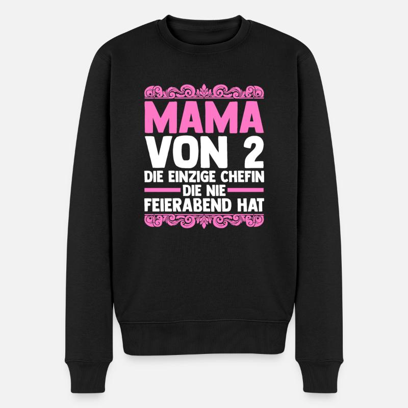 Mama Von 2 Kindern - Männer Premium Bio Pullover - Schwarz