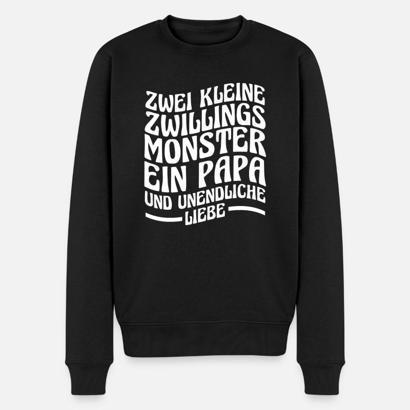Papa Von Zwillingen - Männer Premium Bio Pullover - Schwarz