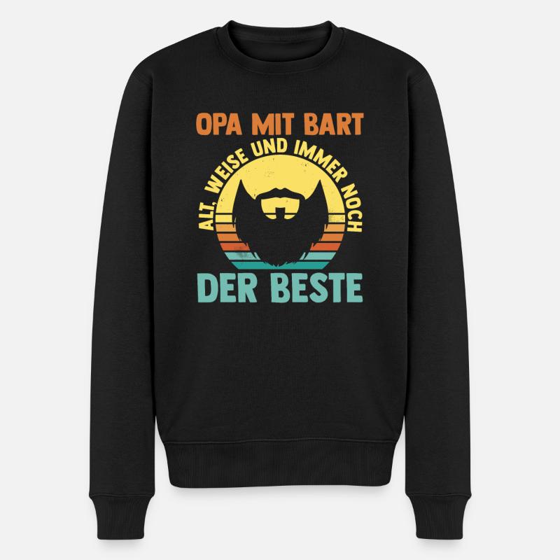 Opa Mit Bart - Männer Premium Bio Pullover - Schwarz