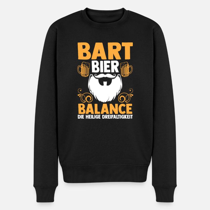Bier Bärtig Bartträger Bart - Männer Premium Bio Pullover - Schwarz