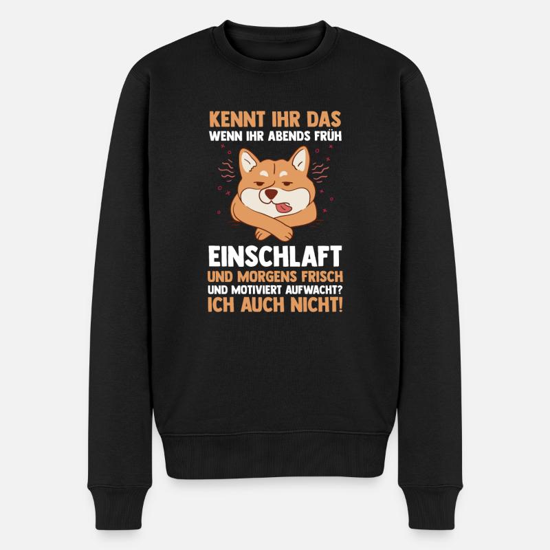 Faulenzer Langschläfer Motivation Hund - Männer Premium Bio Pullover - Schwarz