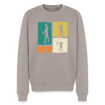 Archer Tir à l’arc - Pull Premium bio Homme - taupe - Devant - Nico (187cm)