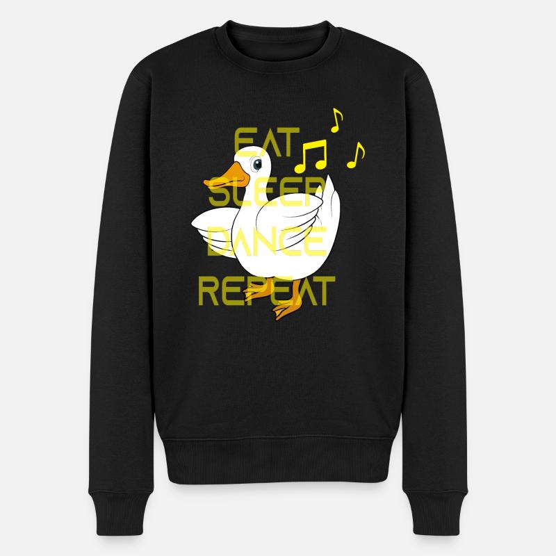 Ente tanzen Spruch Eat Sleep Dance Repeat - Männer Premium Bio Pullover - Schwarz
