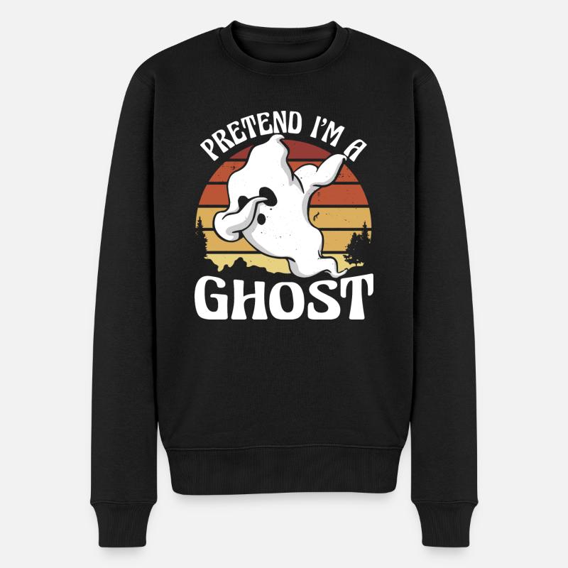 Niedliches Dabbing Ghost Halloween-Kostüm, tu so, als wäre ich - Männer Premium Bio Pullover - Schwarz
