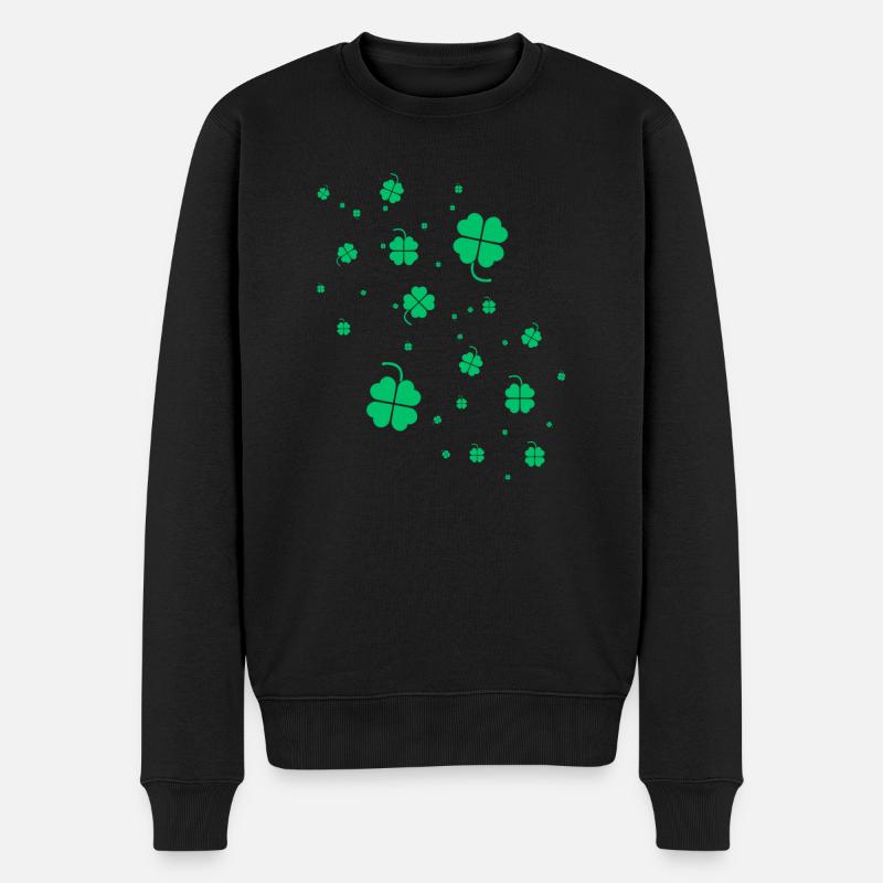 Kleeblatt,kleeblätter, blatt - Männer Premium Bio Pullover - Schwarz