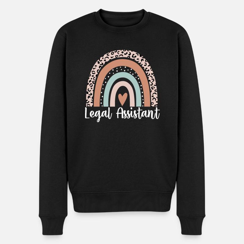Rechtsanwaltsgehilfin Regenbogen Leopard Lustig Juristisch - Männer Premium Bio Pullover - Schwarz