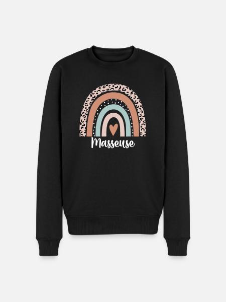 Masseuse Rainbow Leopard Funny Masseuse - Men's Premium Organic Jumper - black