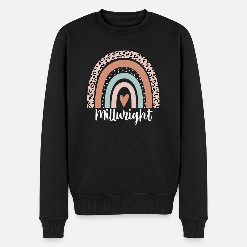 Millwright Regenbogen Leopard Lustig Millwright - Männer Premium Bio Pullover - Schwarz