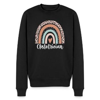 Geburtshelfer Regenbogen Leopard Lustiger Geburtshelfer - Männer Premium Bio Pullover - Schwarz - Vorne - Nico (187cm)