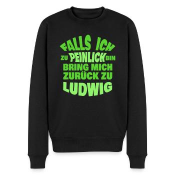 Ludwig als Jungesellenabschied - Männer Premium Bio Pullover - Schwarz - Vorne - Nico (187cm)