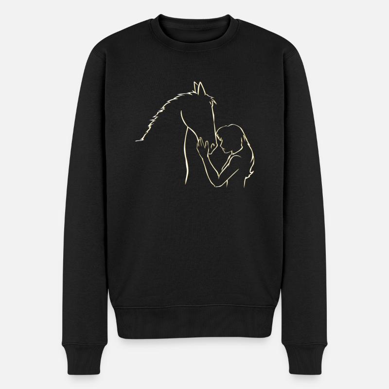 Pferde Mädchen Pferd Reiten Reiter Reitsport - Männer Premium Bio Pullover - Schwarz