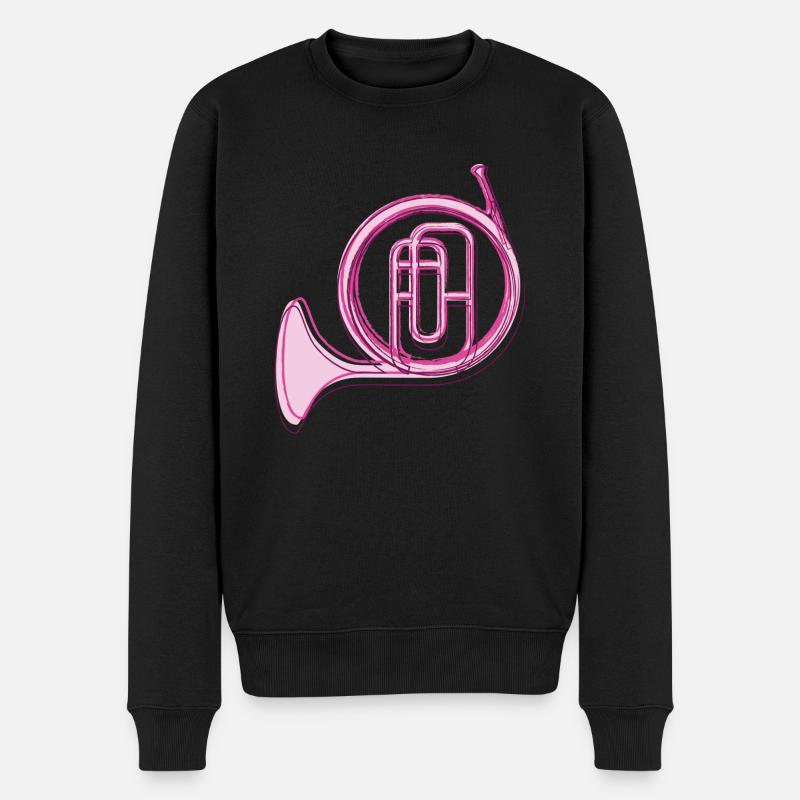 Musik,Horn,outline,Musikinstrument - Männer Premium Bio Pullover - Schwarz