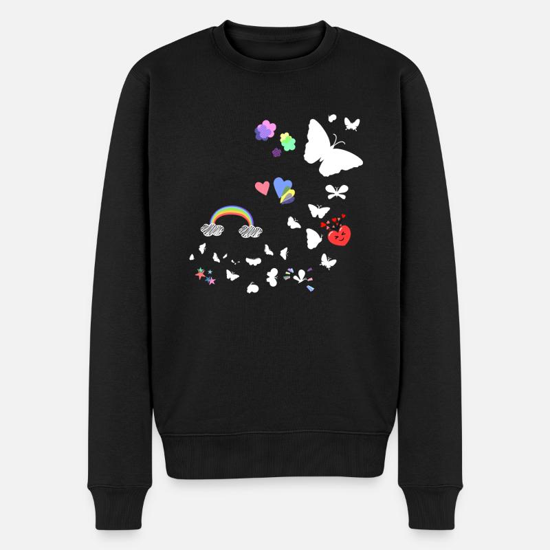 Papillons, arcs-en-ciel, étoiles, coeurs - Pull Premium bio Homme - noir