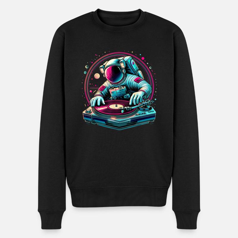 Astronaut DJ Planets DJing im Weltraum - Männer Premium Bio Pullover - Schwarz