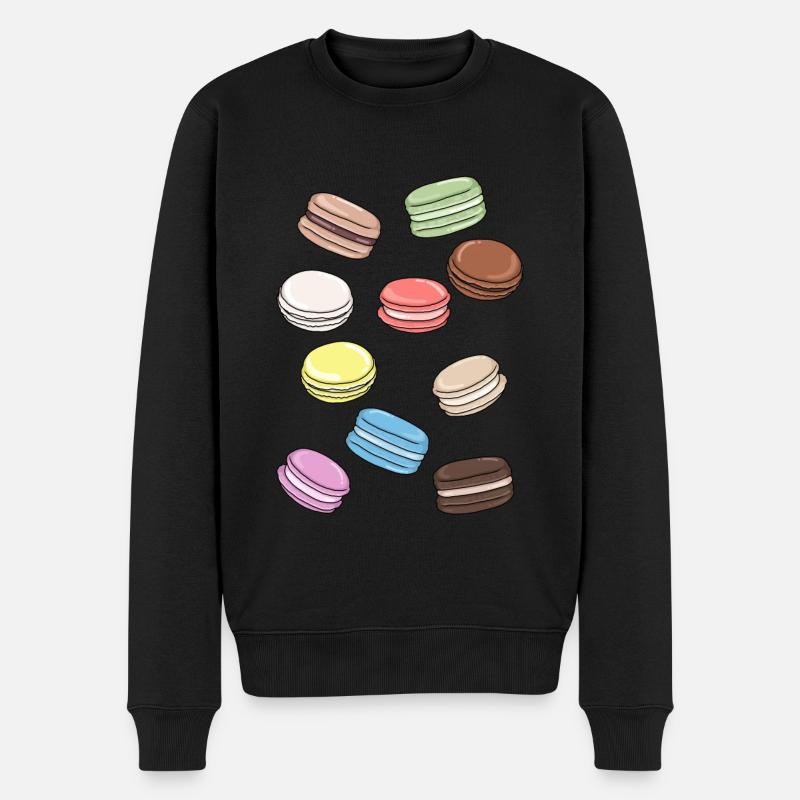 Bunte Macarons süße Versuchung - Männer Premium Bio Pullover - Schwarz