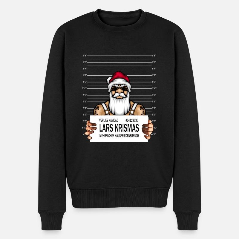 Bad Santa - böser Weihnachtsmann Mug Shot Tatoo - Männer Premium Bio Pullover - Schwarz