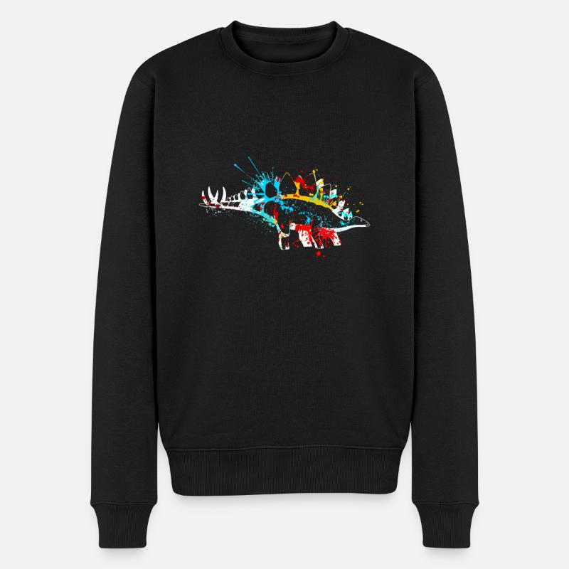 Splash art Dinosaur Stegosaurus - Pull Premium bio Homme - noir