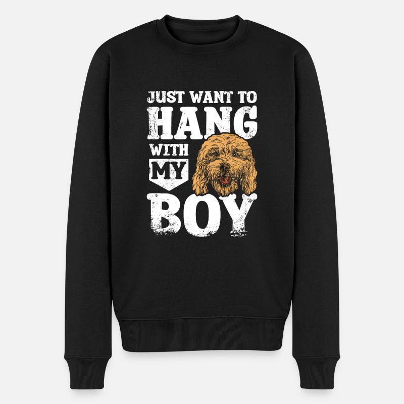 Just want to hang with my cockapoo boy - Männer Premium Bio Pullover - Schwarz