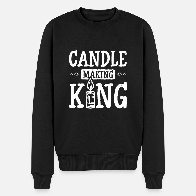 Candle making king - Männer Premium Bio Pullover - Schwarz