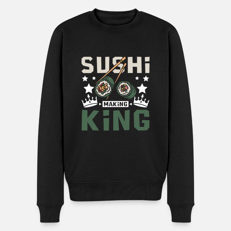 Sushi making king - Männer Premium Bio Pullover - Schwarz