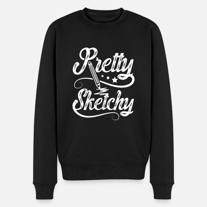 Drawing Pretty Sketchy - Männer Premium Bio Pullover - Schwarz
